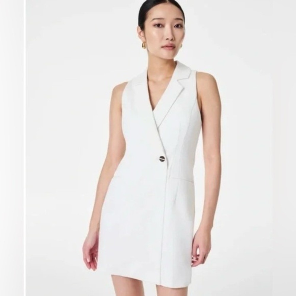 Spanx Ponte Vest Dress Sleeveless Blazer XL Sorority‎ Rush Pref White Women New